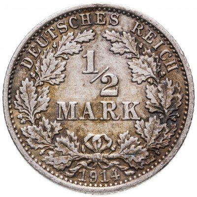 купить Германия (Германская империя) 1/2 марки 1914 "А"