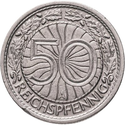 купить Германия, Третий рейх 50 рейхспфеннигов (reichspfennig) 1935, знак монетного двора "A" — Берлин