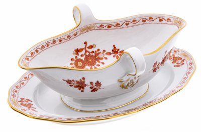 купить Соусник с флоральным узором, фарфор, деколь, мануфактура "Мейсен" (Meissen), Германия, 1975 г.