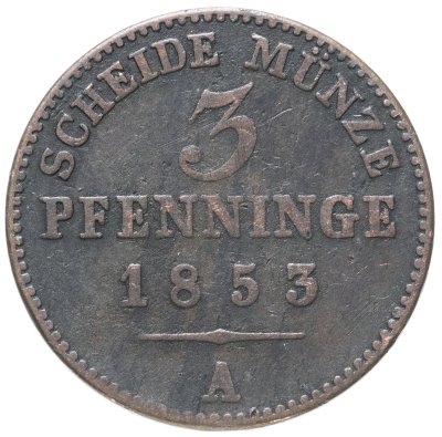 купить Германия, Пруссия 3 пфеннига 1853