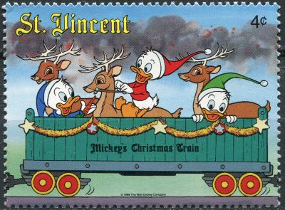 купить Сент-Винсент Почтовая марка 1988 "Билли, Вилли и Дилли и северный олень"