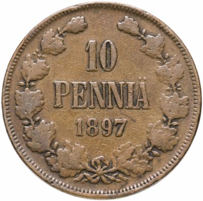 купить 10 пенни (pennia) 1897, монета для Финляндии