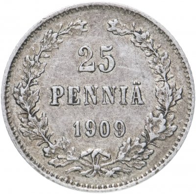 купить 25 пенни 1909 L, монета для Финляндии