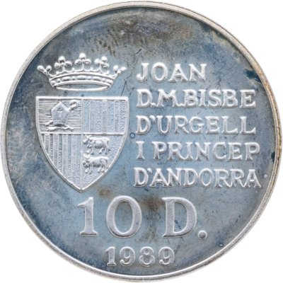 купить Андорра 10 динеров (diners) 1989 Чемпионат мира по футболу 1990 /нарушение правил/