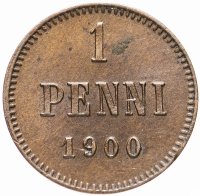 Купить 1 пенни (penni) 1900 монета для Финляндии
