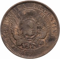 Купить Аргентина 2 сентаво (centavos) 1891