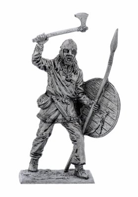 купить Оловянный солдатик, Викинг с топором и копьем, 9-10 век, Россия, 2021