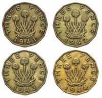 купить Великобритания 3 пенса 1941-1944 Набор из 4 монет