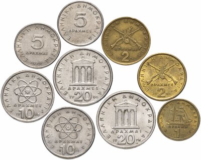 купить Греция набор монет 1976-1986 (9 штук)