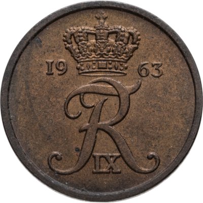 купить Дания 2 эре (ore) 1963 Бронза /коричневый цвет/