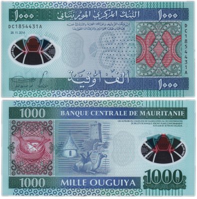 купить Мавритания 1000 угий 2014 года "Верблюд" Р-19 полимер