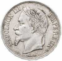 Купить Франция 5 франков (francs) 1869 BB