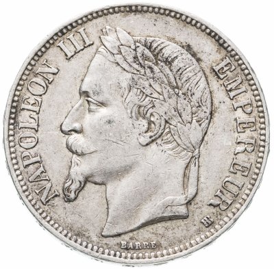 купить Франция 5 франков (francs) 1869 BB