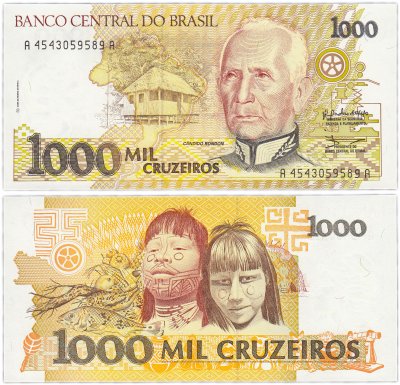купить Бразилия 1000 крузейро 1990 (Pick 231b)