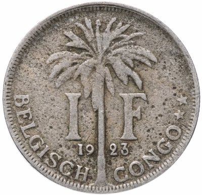 купить Бельгийское Конго 1 франк (franc) 1923 Надпись на голландском - 'ALBERT KONING DER BELGEN'