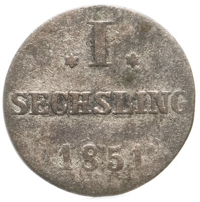 купить Германия, Гамбург 1 сехслинг 1851