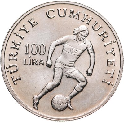 купить Турция 100 лир (lira) 1982 Чемпионат Мира по футболу 1982