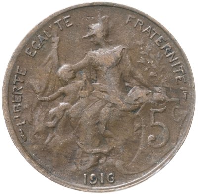 купить Франция 5 сантимов (centimes) 1916