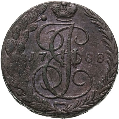 купить 5 копеек 1788 ЕМ орёл 1789-1796, нового образца, реверс: вензель и корона больше