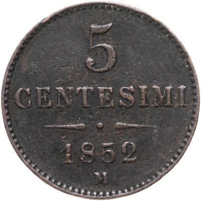 купить Ломбардия-Венеция 5 чентезимо 1852 М