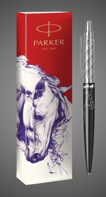 купить Шариковая ручка Parker Jotter Horse Special Editionl Black CT, стержень: M, цвет чернил : blue в подарочной коробке, Лаки и смолы: лак, нержавеющая сталь, 2026 г.