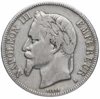 купить Франция 5 франков 1867 "A"