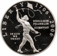купить США 1 доллар (dollar) 2006 "300 лет со дня рождения Бенджамина Франклина /змея/" (в слабе)