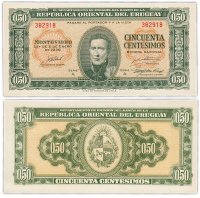 купить Уругвай 50 сентесимо 1939 (Pick 34) Серия А