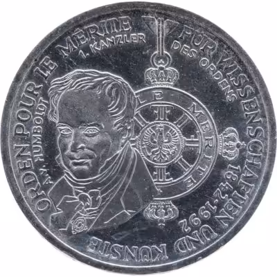 купить Германия 10 марок 1992 "150 лет ордену Pour-le-Merite за заслуги в науке и искусстве"