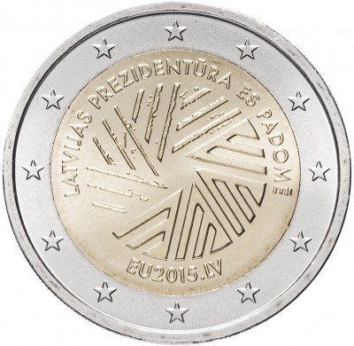 купить Латвия 2 евро 2015 "Председательство Латвии в Совете Европейского Союза"