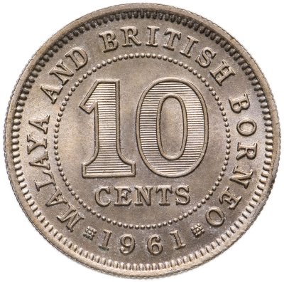 купить Малайя и Британское Борнео 10 центов (cents) 1961 Без отметки монетного двора