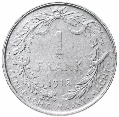 купить Бельгия 1 франк (franc) 1912 Надпись на голландском - 'ALBERT KONING DER BELGEN'
