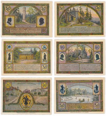купить Германия (Тюрингия: Ильменау) набор из 6 нотгельдов 1921 (643.3/B1)