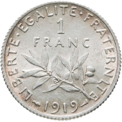 купить Франция 1 франк (franc) 1919