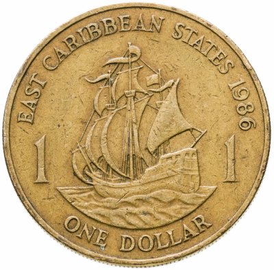 купить Восточные Карибы 1 доллар (dollar) 1986