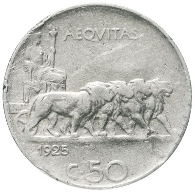 купить Италия 50 чентезимо (centesimi) 1925