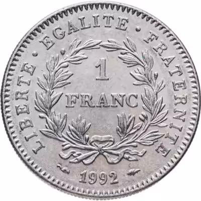 купить Франция 1 франк (franc) 1992 200 лет Французской Республике