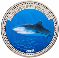 Купить Палау 1 доллар 2008 "Подводный мир - Вымирающие виды - Акула"
