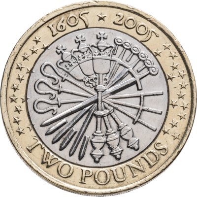 купить Великобритания 2 фунта (pounds) 2005 "400 лет "Пороховому заговору"