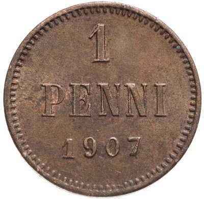 купить 1 пенни (penny) 1907, монета для Финляндии
