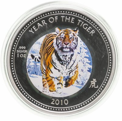 купить Острова Питкэрн 2 доллара 2010 «Лунный Календарь-Тигр»
