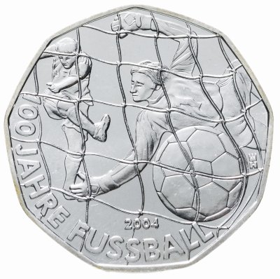 купить Австрия 5 евро (euro) 2004 100 лет футболу