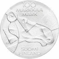Купить Финляндия 100 марок 1989 "Изобразительное искусство Финляндии"