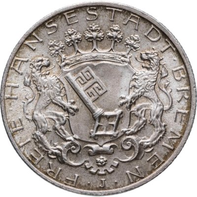 купить Германская империя, Бремен 2 марки 1904 Знак монетного двора "J" - Гамбург