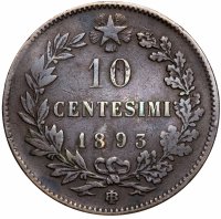 Купить Италия 10 чентезимо (centesimi) 1893 BI