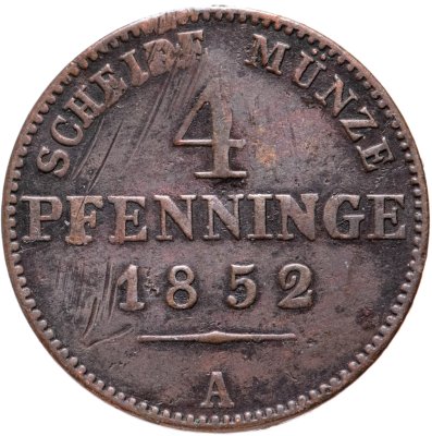 купить Германия 4 пфеннига (pfenninge) 1852
