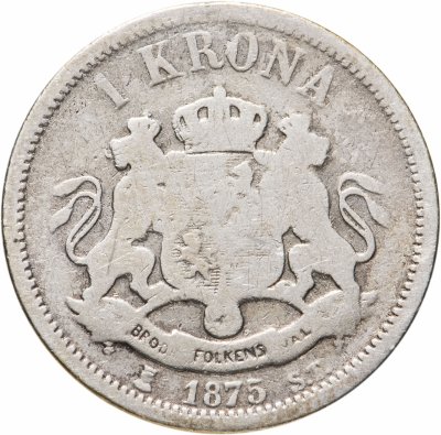купить Швеция 1 крона (crown) 1875