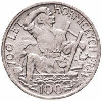 купить 100 крон (korun) 1949 700 лет Праву добычи серебра в Йиглаве