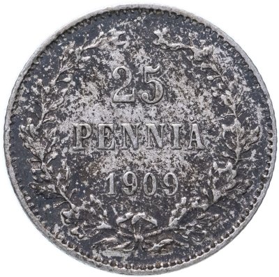 купить 25 пенни 1909 L, монета для Финляндии