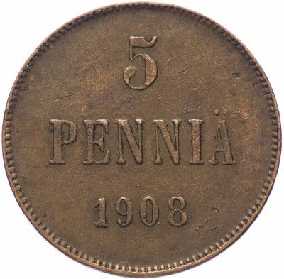 купить Для Финляндии 5 пенни 1908